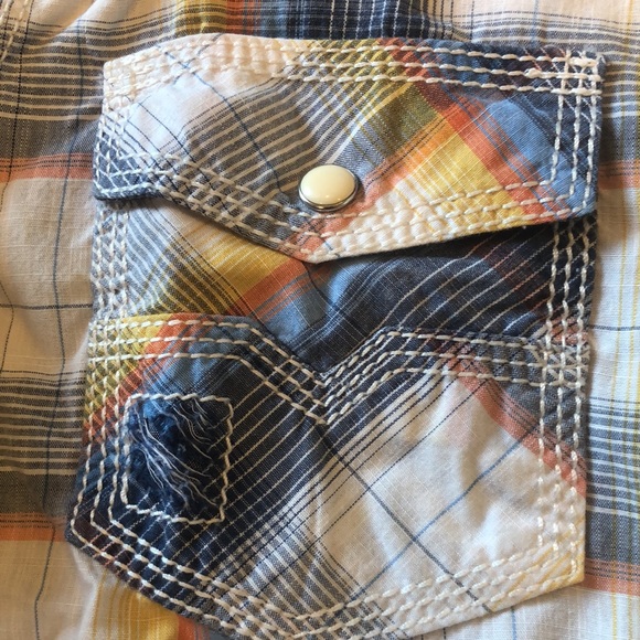 BKE Vintage boys long sleeve snap up plaid shirt - Picture 3 of 10